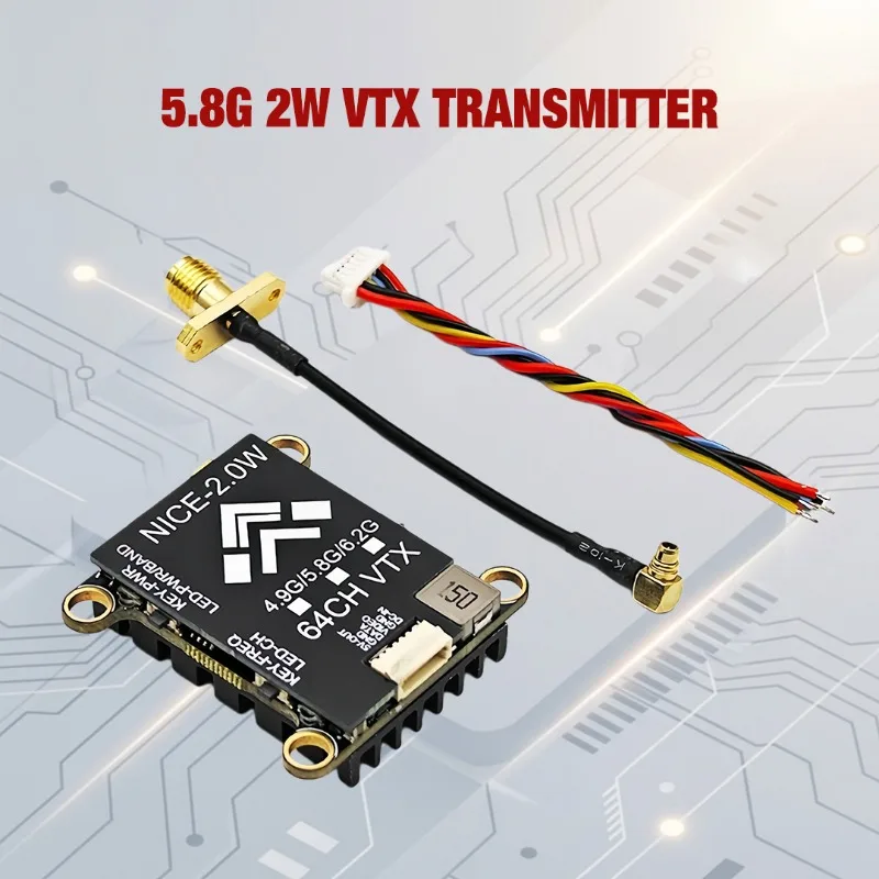 

5.8G 2W VTX-передатчик 2000 мВт для FPV-дронов, самолетов и квадрокоптеров с увеличенной дальностью полета