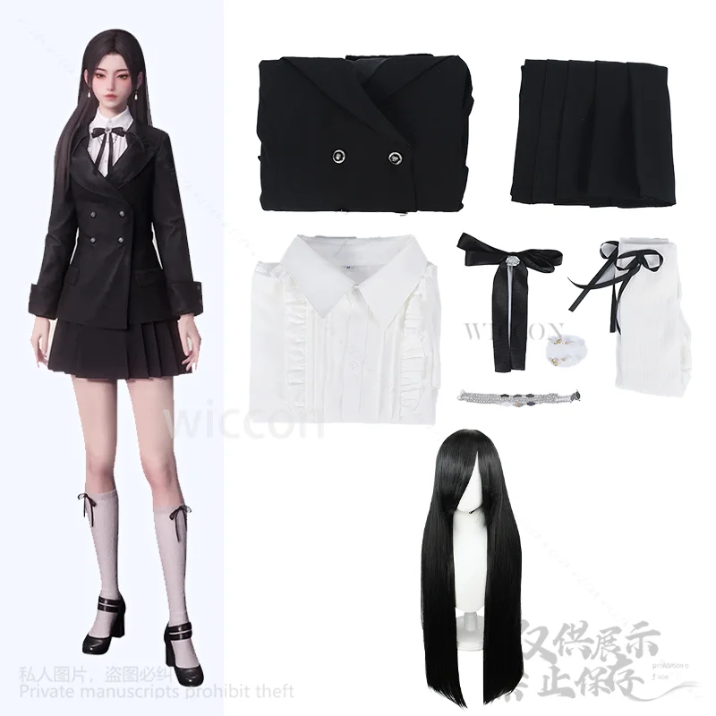Game Love And Deepspace Cosplay Heroines Anime Costume British Style JK Black Coat Dress Lolita Tie Jirai Kei Girls Customized