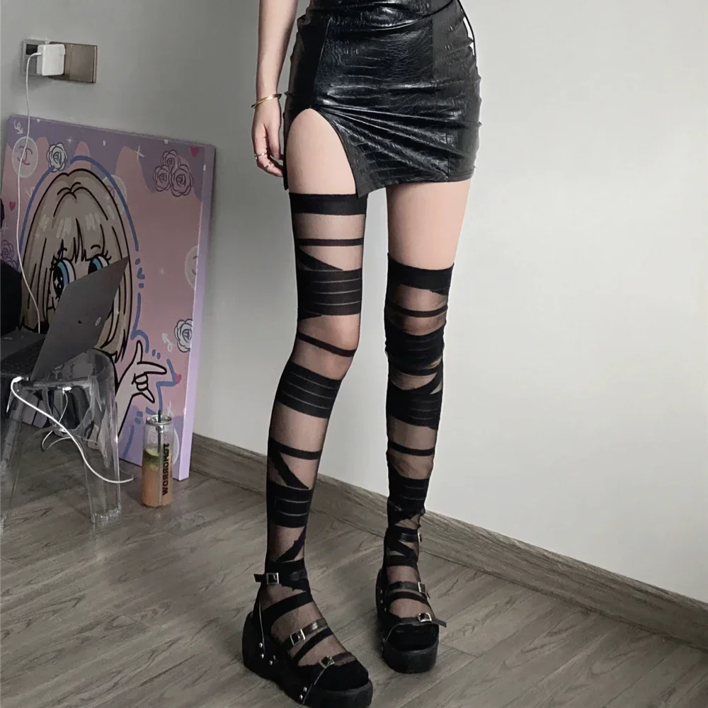 Rajstopy damskie JK Lolita, ultracienkie, przezroczyste, z kryształowego jedwabiu, podkolanówki, rajstopy do uda, rajstopy do uda dla dziewczyn w stylu Y2k.