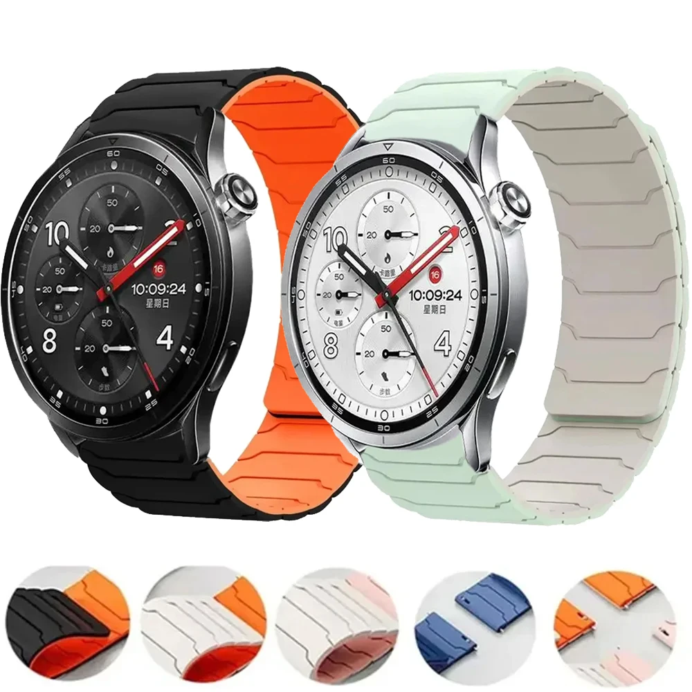 20mm 22mm Magnetisches Silikonarmband für Xiaomi Watch 5/S5-S4-S3-S2 Weiches Atmungsaktives Armband OPPO Watch S X3 X2 Oneplus Watch Lite