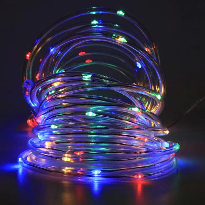 Guirxiété lumineuse d'arbre de Noël télécommandée, ULde tube flexible, fil de cuivre, éclairage extérieur, décoration d'arbre, 7 m, 12 m, 22 m, 30m