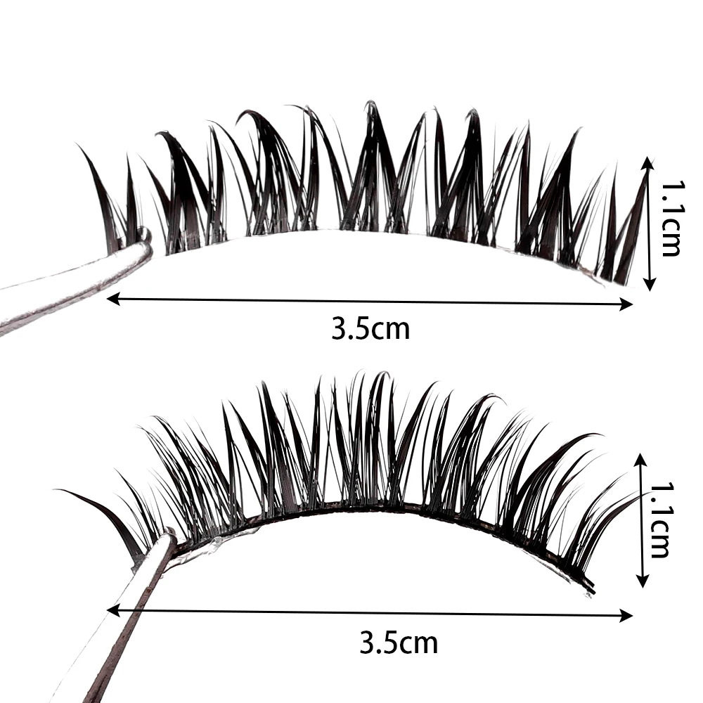 4Pairs Natural Manga False Eyelashes Reusable Transparent Black Stem Eyelash Cosplay Korean Fashion Wispy Extension Makeup Tools