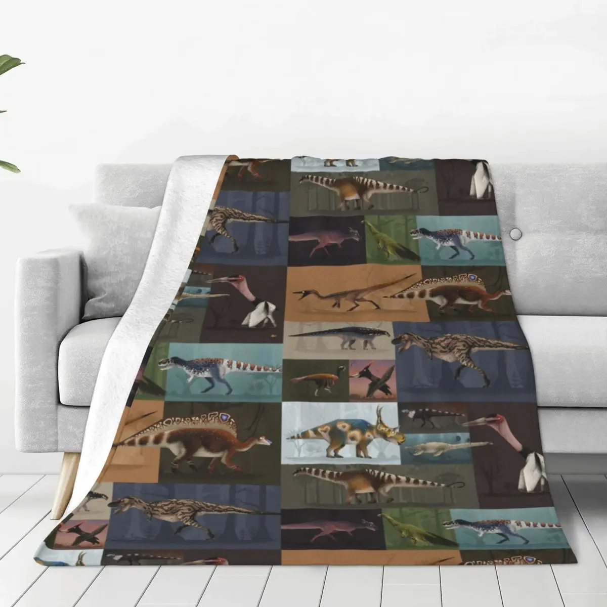 Vintage Dinosaur Blanket Flannel Spring Autumn T-Rex Stegosaurus Brachiosaurus Animal Soft Throw Blankets for Travel Rug Piece