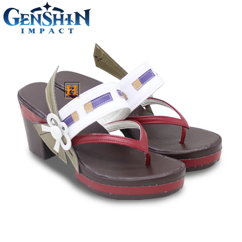Genshin Impact Yae Miko Cosplay Schoenen Vrouwen Slippers Outdoor Schoenen Dames Dikke Hoge Hak Flip-flop Antislip Sandalen