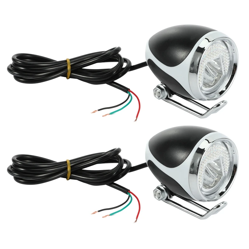 Luz LED delantera con bocina para bicicleta eléctrica, faro para ciclomotor, MTB y triciclo, 24V, 36v y 48V, 2 uds.