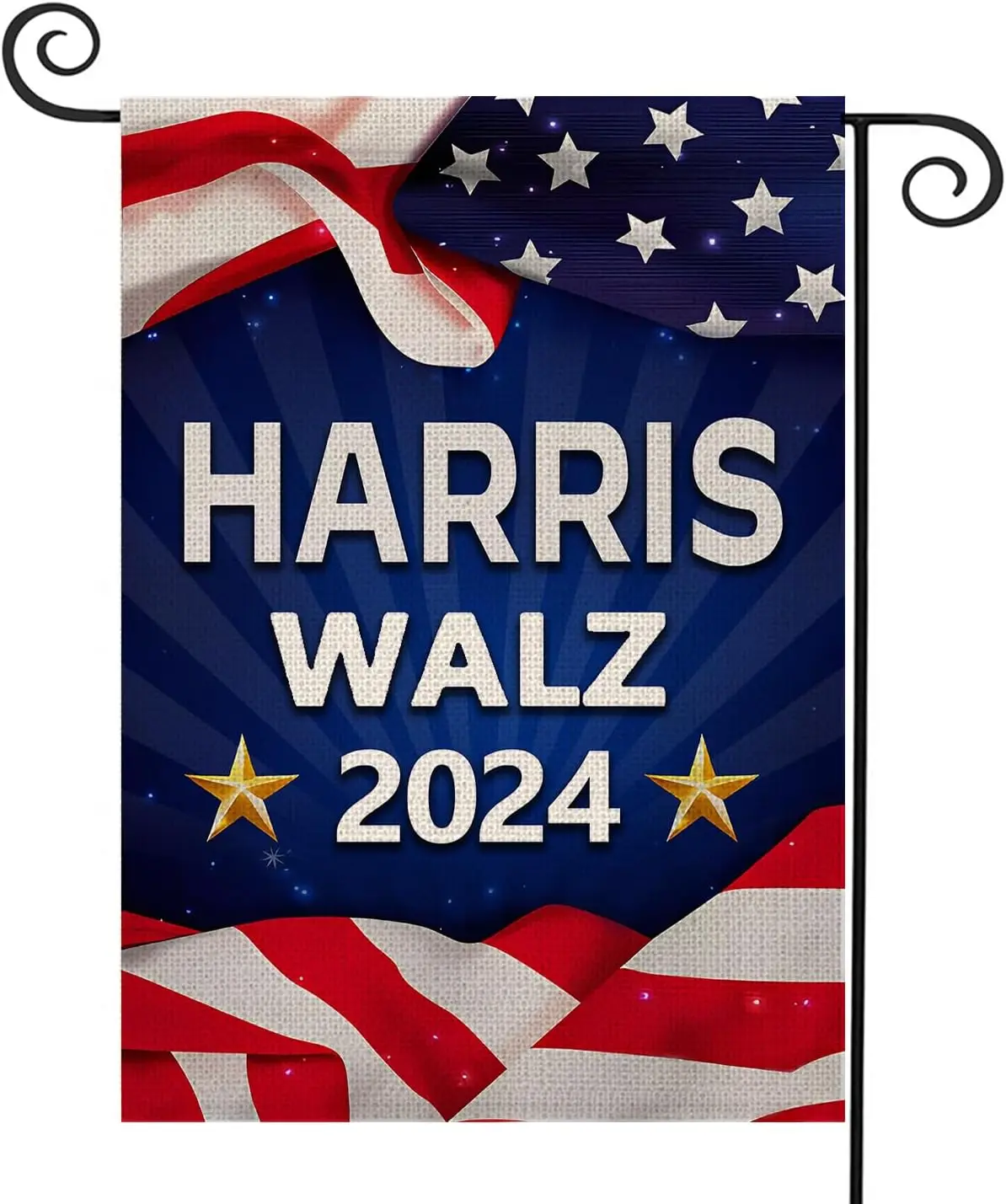 Harris Waltz 2024 Election Garden Flag – Double-Sided Burlap Yard Banner – Support Kamala Harris and Tim Walz – 12x18 Inch Patri