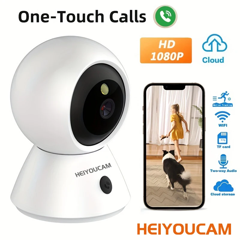 1080P Indoor Camera, Baby Monitor with Night Vision, Surveillance Camera Security Home Dog Pet Monitor, AI Motion Detection