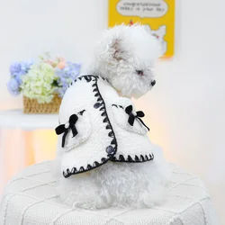 Pet Lambskin Coat Cute Bow Vest Cat Clothing Autumn and Winter Coat Puppy Clothes Dog Accessories Dogs Jacket for Small Dogs