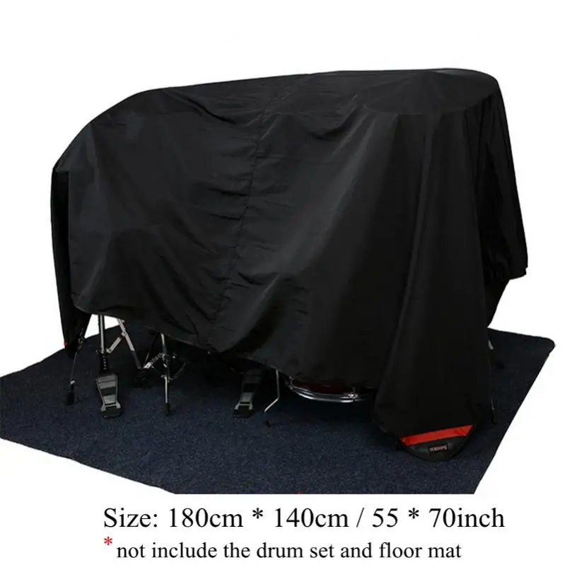 Black Oxford Fabric Drum Set Dust Cover for Electric Drum Kit Sun Protection and Dust Prevention with Weighted Corners