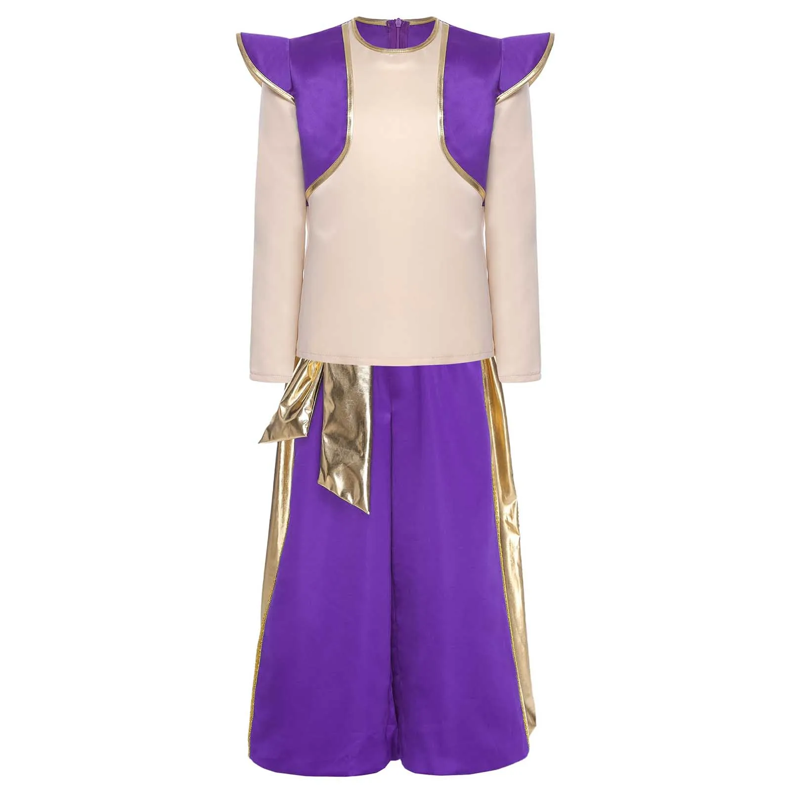 

Костюм арабского принца на Хэллоуин для мальчиков, вечерние, Алидин, мифическая лампа, эльф, платье для косплея, металлический блестящий топ с поясом, шаровары