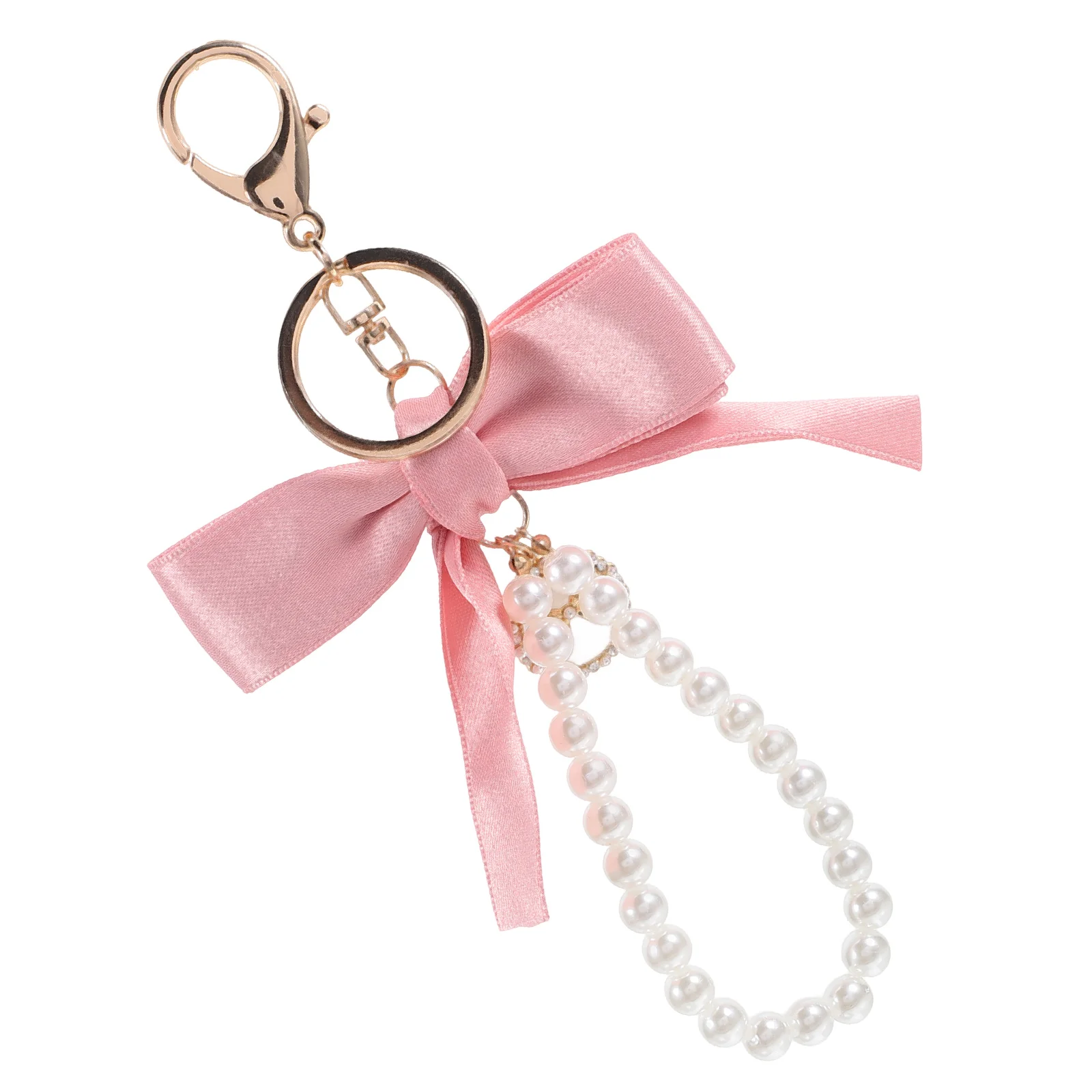 

Bow Pearl Decor Lovely Key Chains Accessories Car Decor Elegant Bowknot Practical Keychain Stable Materials Durability
