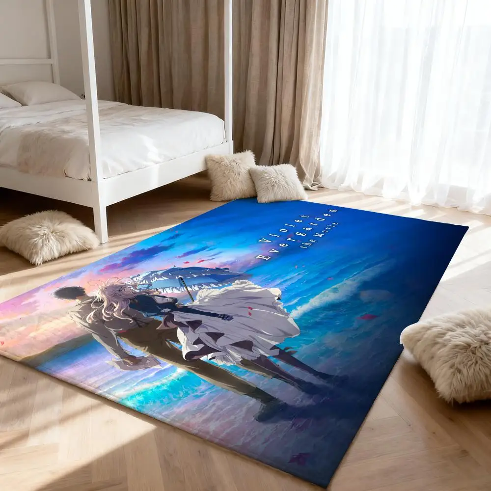 

Violet E-Evergarden Anime Floor Mat Soft Thickened Absorbent Non-Slip Bedroom Living Room Door Mat Home Decor Flannel Rugs