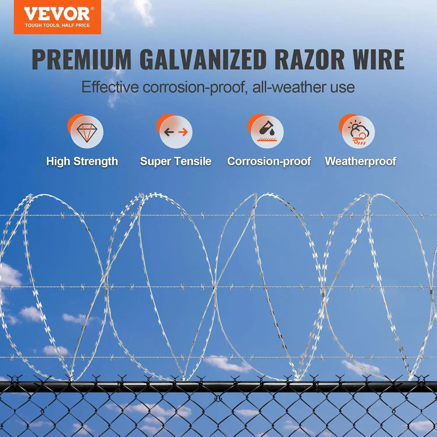 147 ft Razor Barbed Wire,3 Rolls Razor Wire Fencing Fence, Double Spiral Ribbon Barbed Wire Galvanized