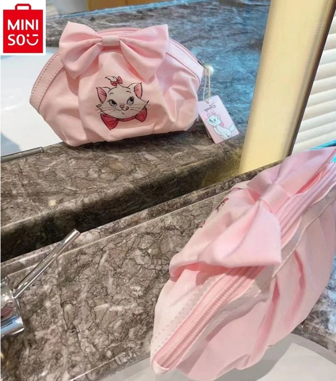 MINISO 2024 new Disney cartoon Mary cat cosmetic bag multifunctional storage portable clutch bag