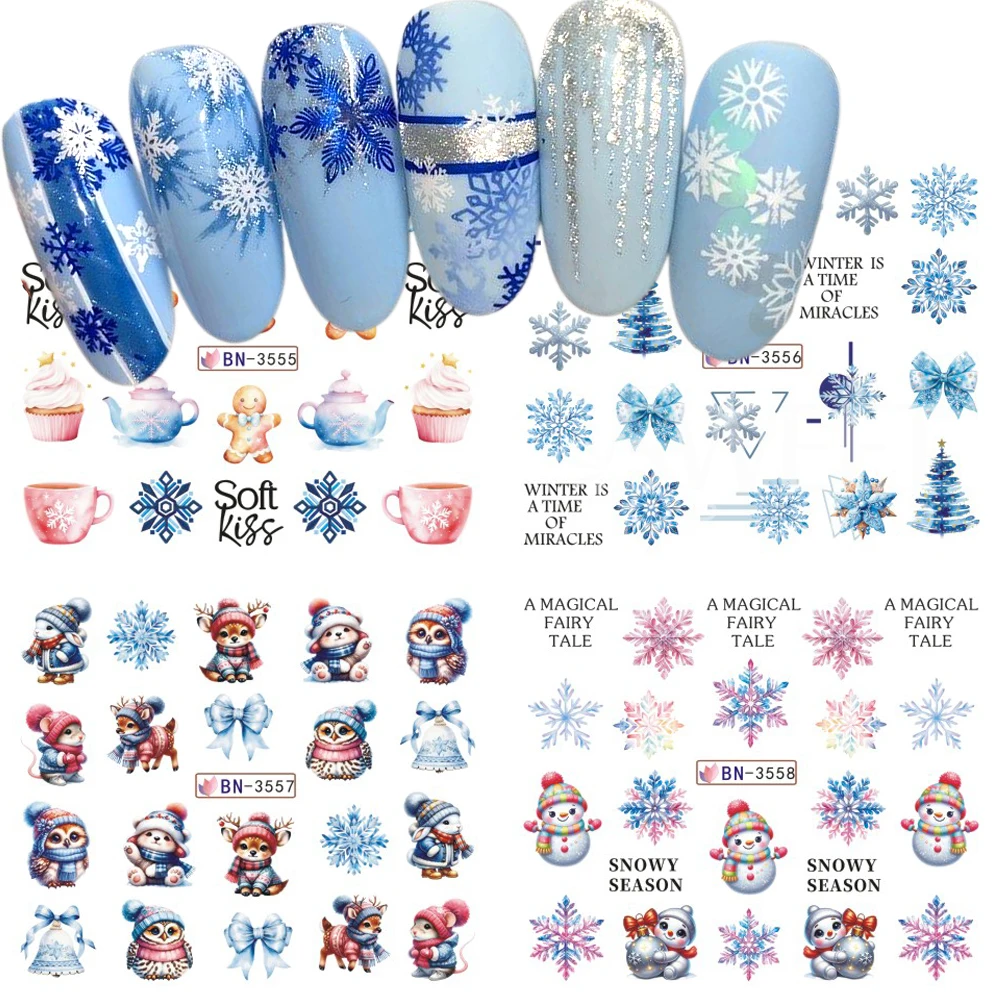 24 Design Halloween Nail Stickers Water Transfer Decals Cartoon Pumpkin Ghost Snowflake Nail Slider for Christmas Manicure Decor view 5