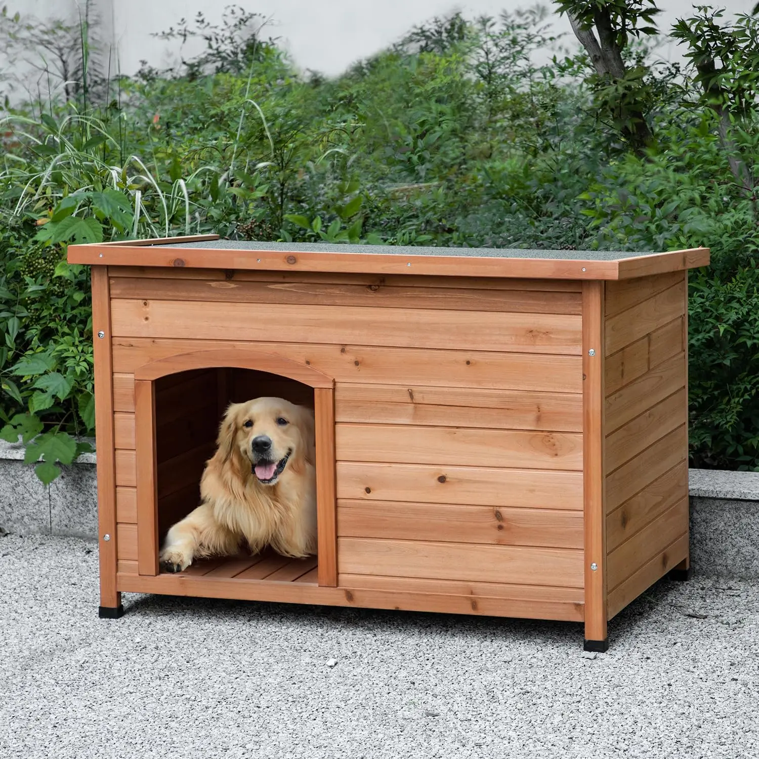 Wooden Dog House for Small Medium Large Dogs, Waterproof Kennel with Floor for Garden Farm, 44