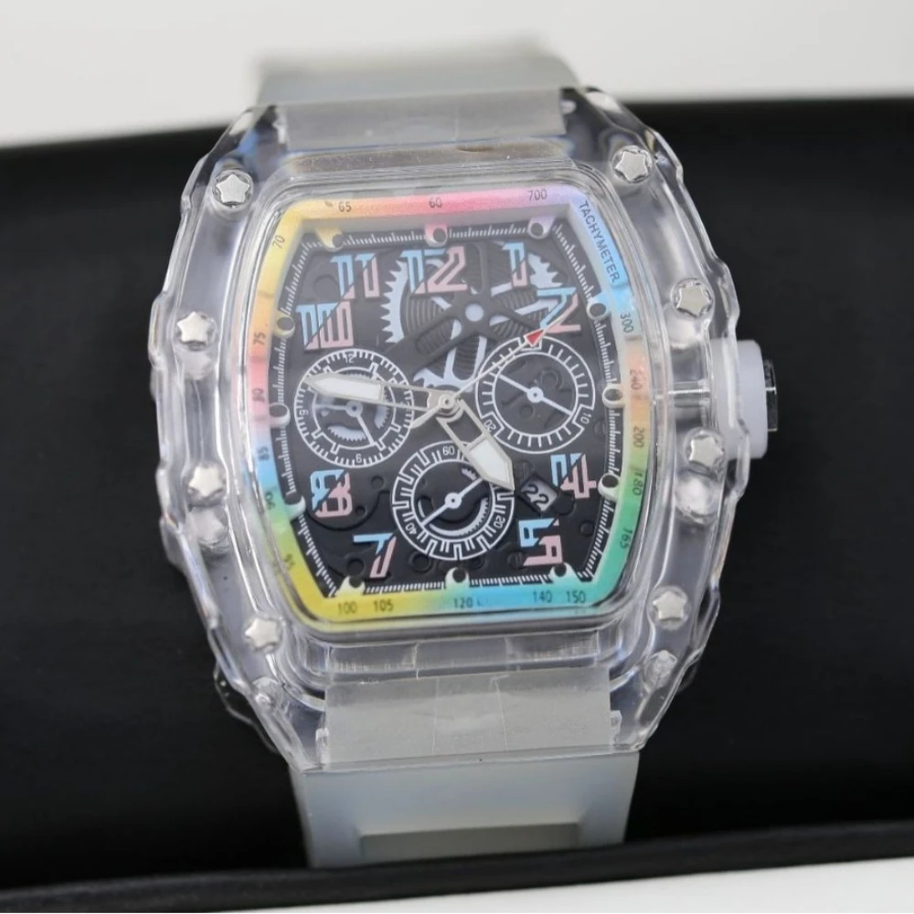 Cool Business Decorative Fake Dial Quartz Watch for Men Fashion Plastic Case Luminous Watches Personality Watch Luxury AAA Clock