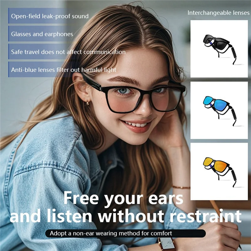

Ingenious-Magnetic Smart Glasses With Blue Light Filtering & Polarized Lenses Voice Assistant, UV400 Protection Polarized Gray