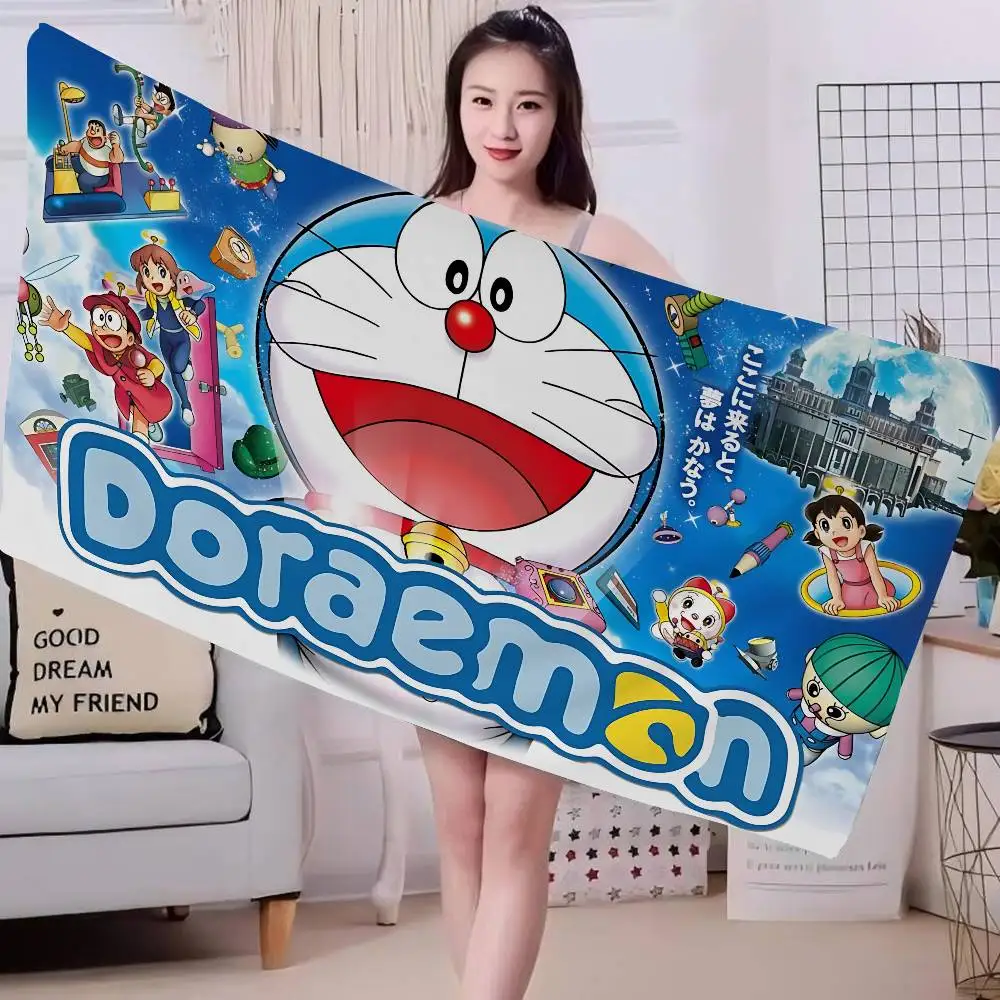 Children Anime D-Doraemon Microfiber Blanket Quick Drying Beach Towels Oversized Printing Super Absorbent Pool Towel Blanket