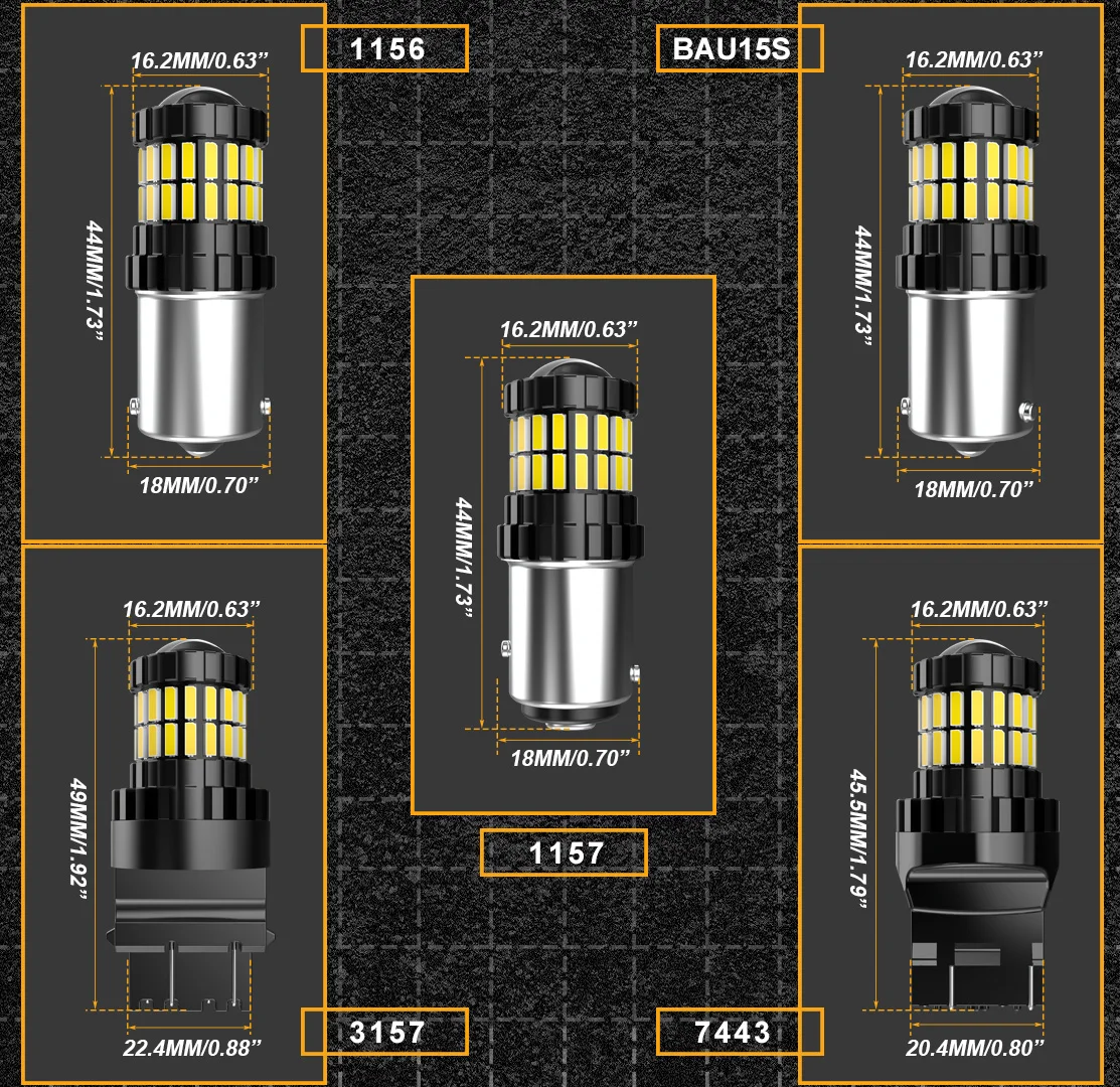 2x W21W PY21W Led Canbus W16W 3157 7443 T15 T20 LED Bulb Reverse light for Hyundai Solaris Creta Kia Rio 3 Ceed Sportage Optima