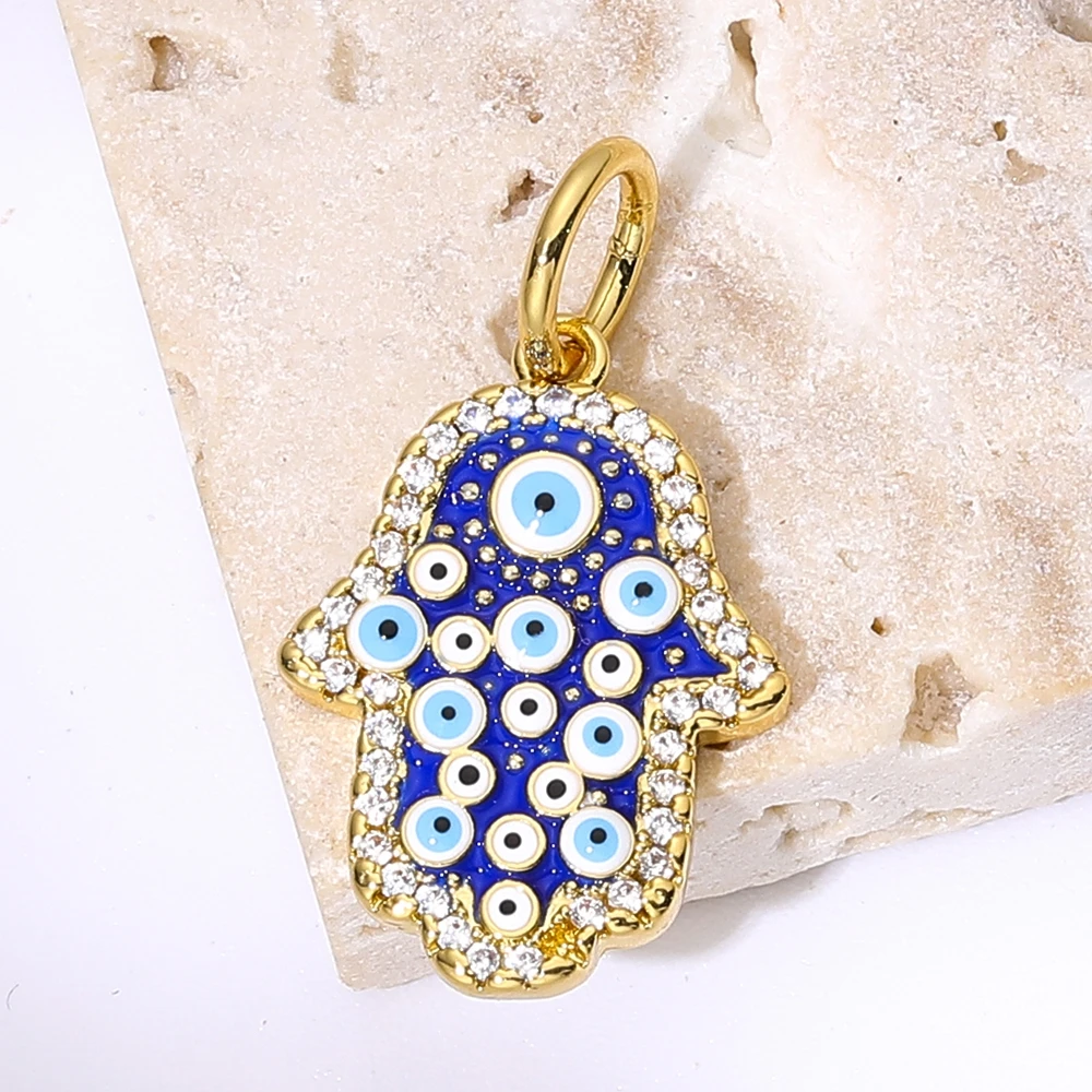 Juya Handwerk Bunte Emaille Anhänger Hausschuhe Hamsa Fatima Türkische Griechische Bösen blick Charms Für DIY Mode Schmuck Machen – Detail 25