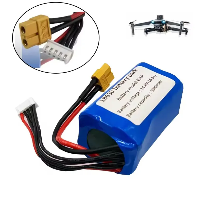 

Новейшая литий-ионная аккумуляторная батарея для БПЛА 4S1P 14,8 В 5 Ач 16,8 В большой емкости для различных радиоуправляемых самолетов Quadrotor и т. д. XH2.54-5P XT60