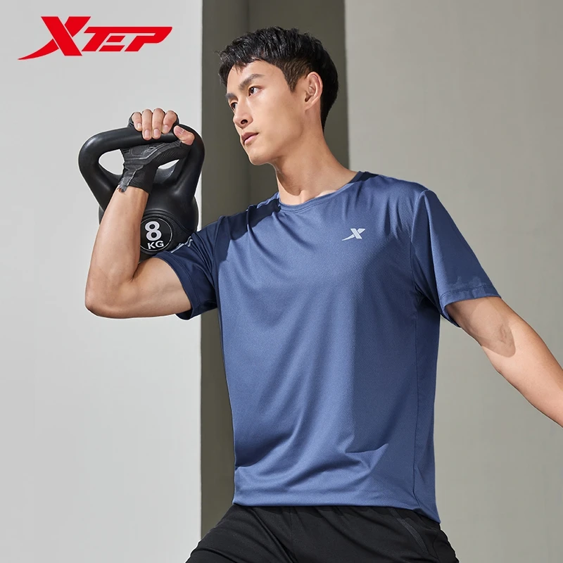 Xtep Short Sleeve Knitted Shirt For Men 2024 Summer Sweat-Absorbing Men\'s T-shirt Training Comfortable Outdoor Tops 876229010031