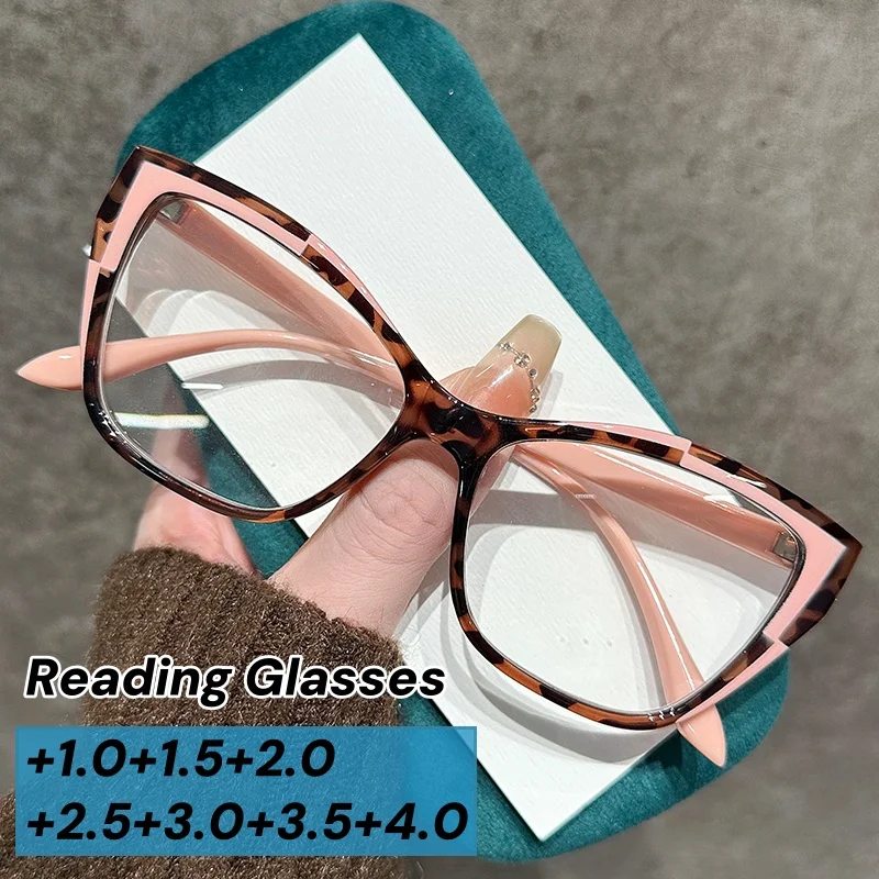 

New Fashion Reading Glasses for Women Men Female Anti-blue Light Far Sight Prescriptions Vintage Cat Eye Plus Diopter Presbyopia