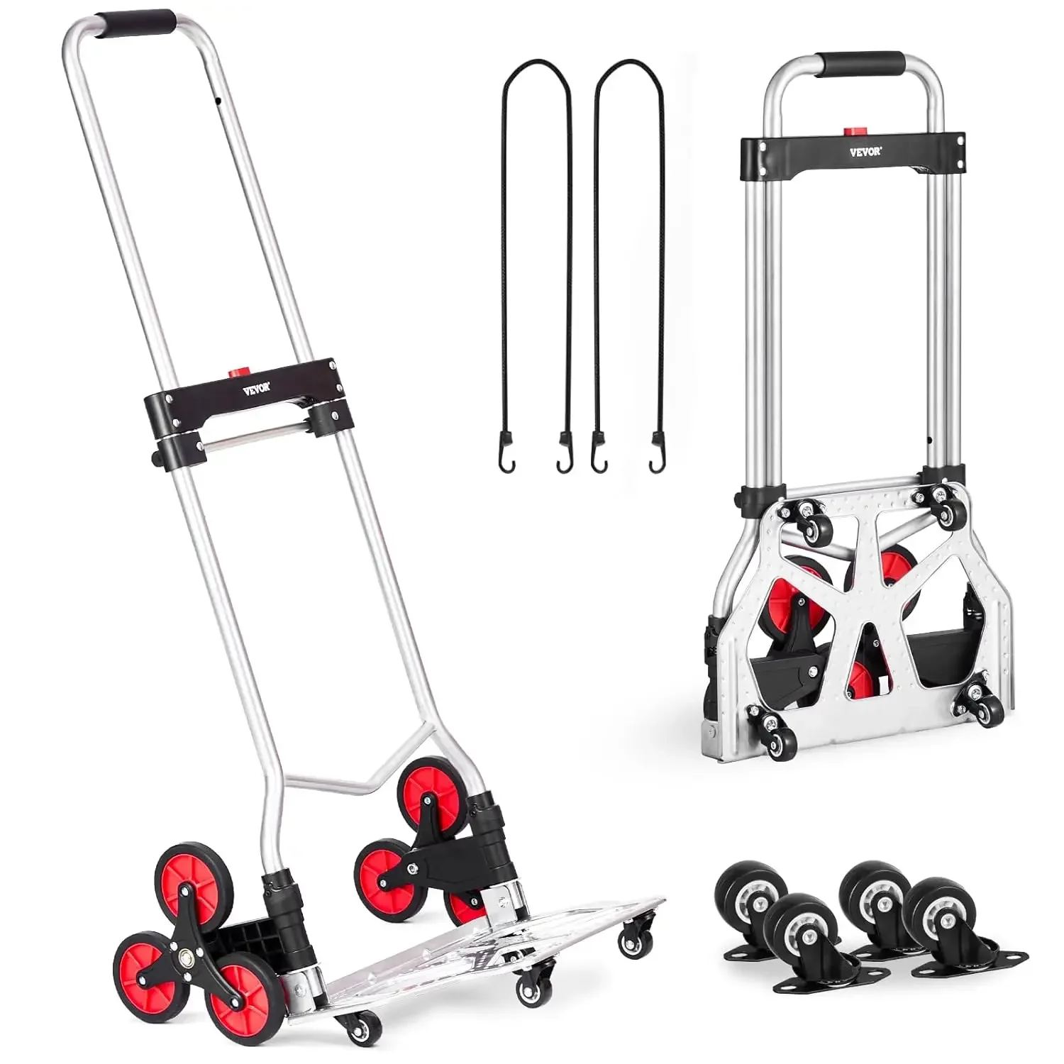 

Stair Climbing Cart, 260 lbs Capacity Stair Climber Hand Truck and Dolly,Heavy-Duty Folding Trolley Cart with Telescoping Handle