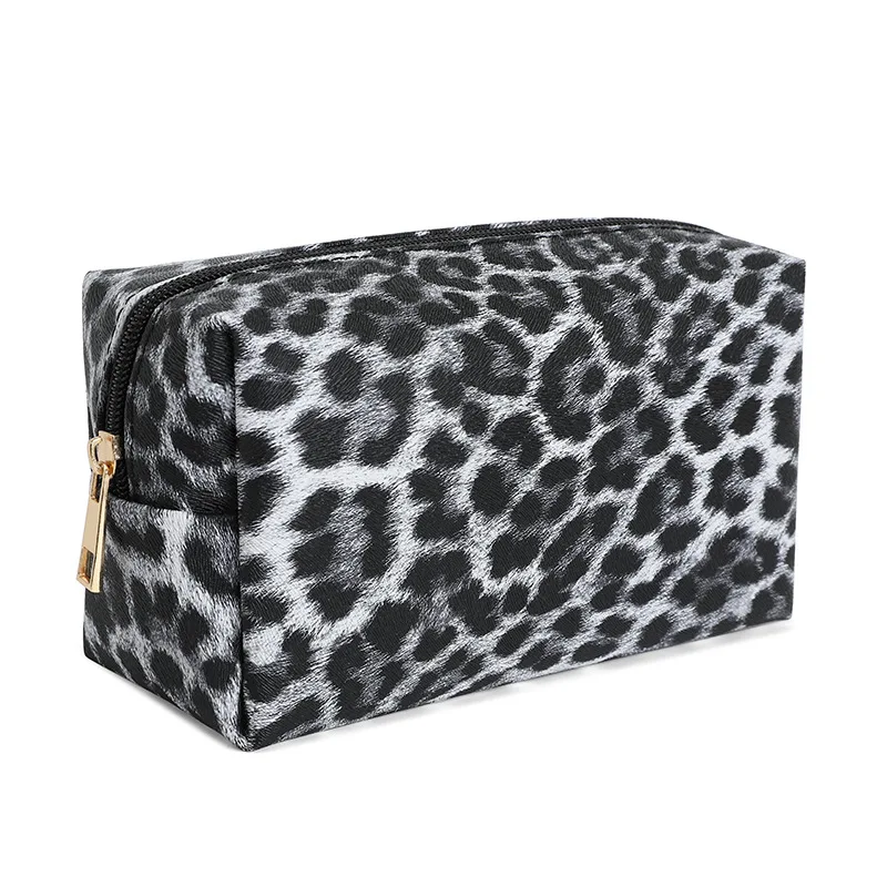 Travel PU Makeup Bag Women's Leopard Large Capacity Portable Zippe Storage Bag Purses Bathroom Washbag Cosmetic Bag