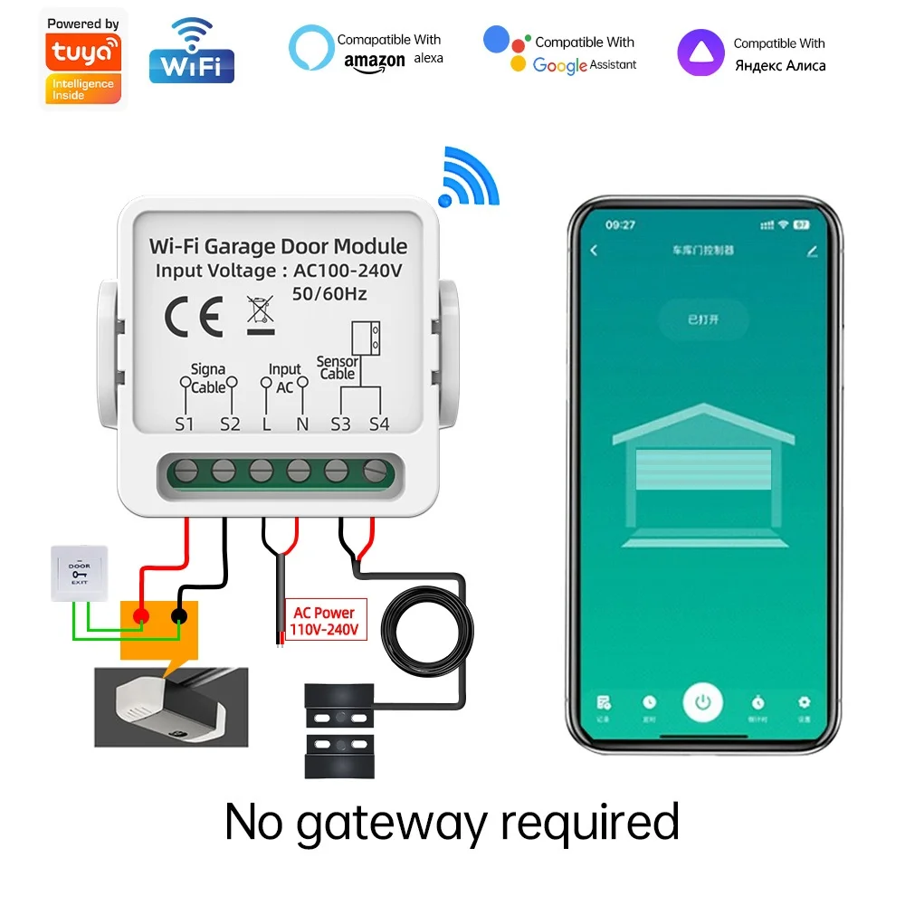 

Tuya Wi-Fi переключатель умный модуль контроллера открывания гаражных ворот голосовой пульт дистанционного управления работает с Alexa Google Home Assistant