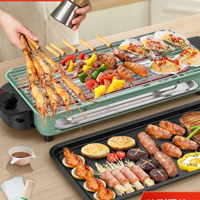 Electric barbecue grill household low-smoke non-stick electric grill electric Korean barbecue pot plate rack