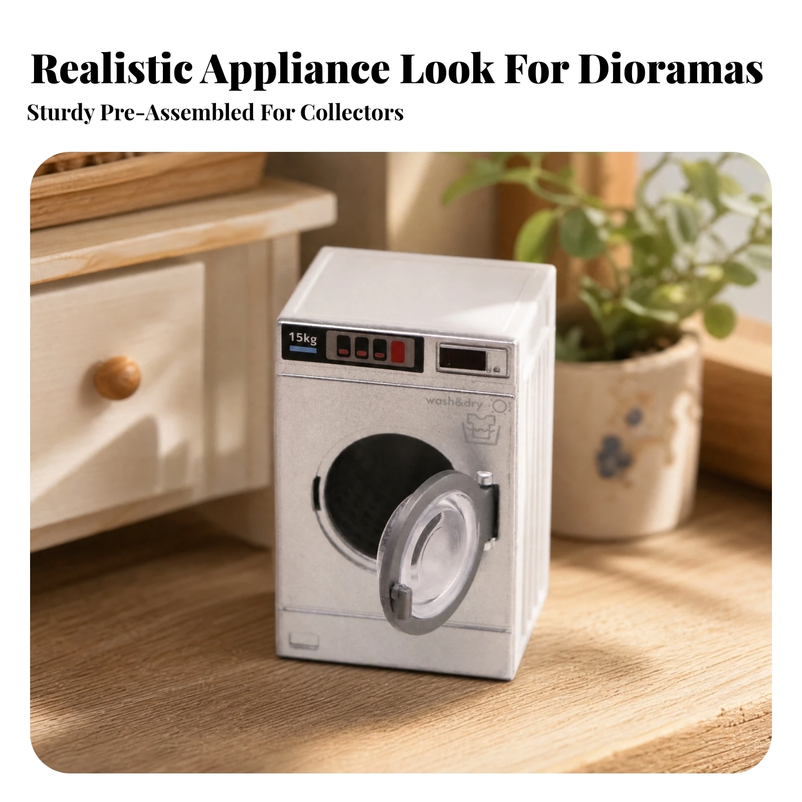 Miniature Washing Machine with Openable Lid Decorative Miniature Front-Loading Washing Machine Detailed Realistic