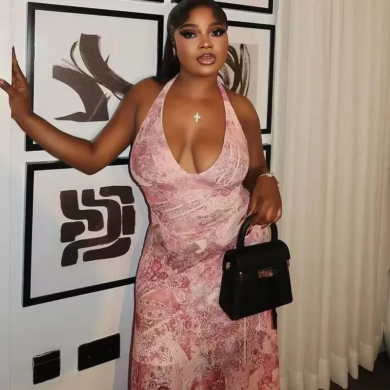 ผู้หญิงหวานเสื้อผ้าความงามStreetwearสีชมพูPlusขนาดVINTAGE Harajukuชุดยาวตุ้งติ้งเซ็กซี่Frock Y2Kชุด