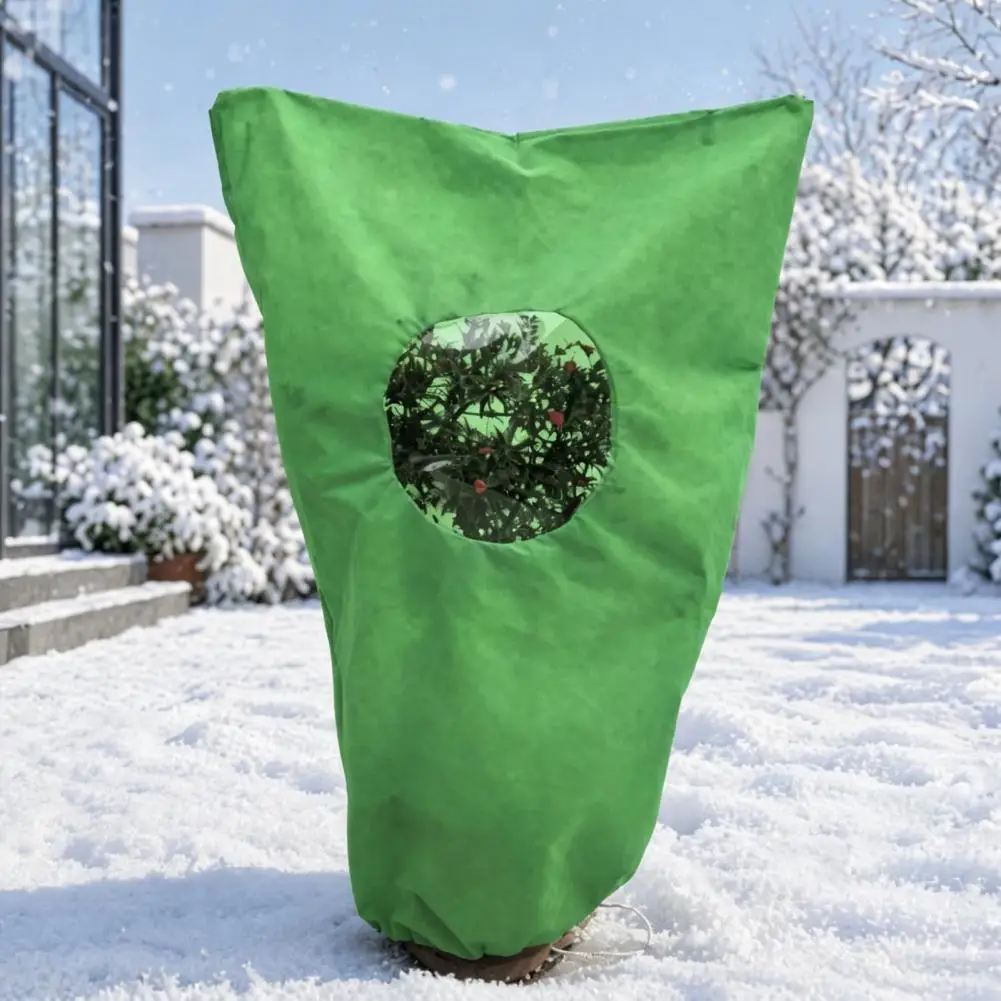 Winter Freeze Protection for Shrubs Plant Cover with Window Durable Zipper Reusable Drawstring Frost Protection for Garden