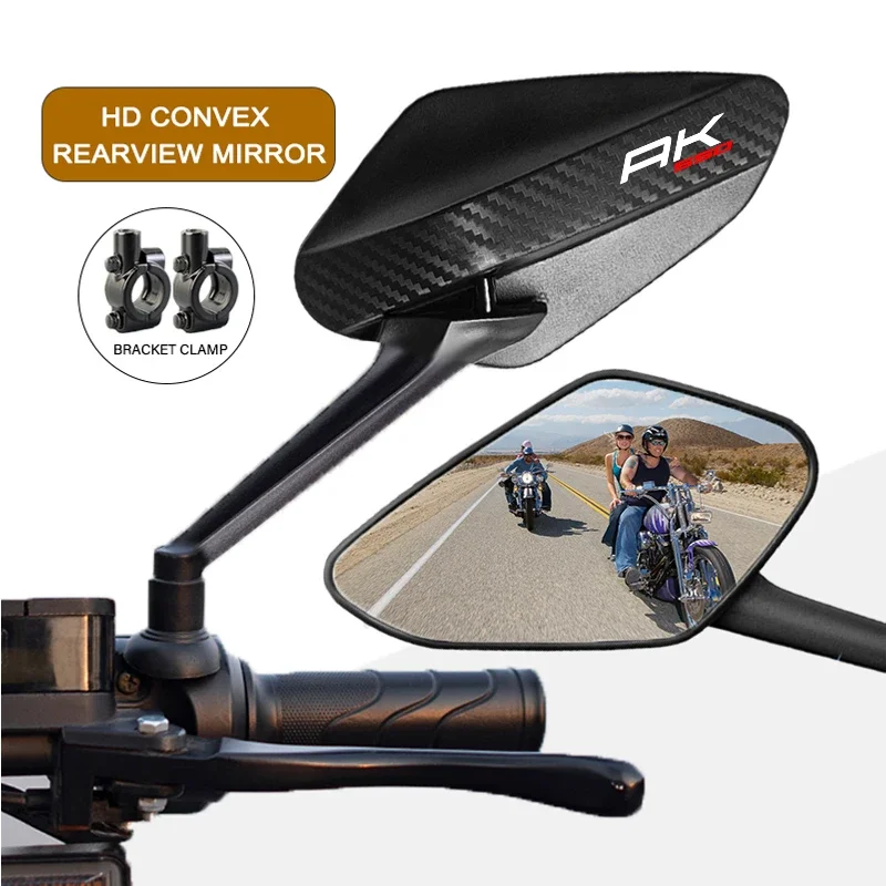 Carbon Fiber Rearview Mirror Adjustable Motorcycle Convex Mirrors 8mm For KYMCO Xciting 250 300 AK550 CT250 CT300 S400 DOWNTOWN