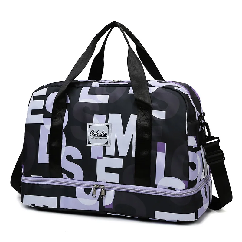 Новая сумка для фитнеса, новинка 2025, простая модная повседневная портативная дорожная сумка с буквенным принтом для йоги, большая вместительная сумка для багажа