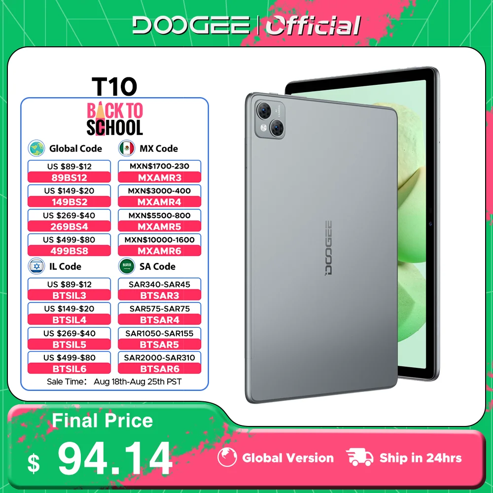 DOOGEE T10 Tablet Pad Dodaj klawiaturę 8GB +7GB RAM Octa Core 8300mAh 128GB Storage 13MP Kamera główna 10,1 cala Android 12 Type-C