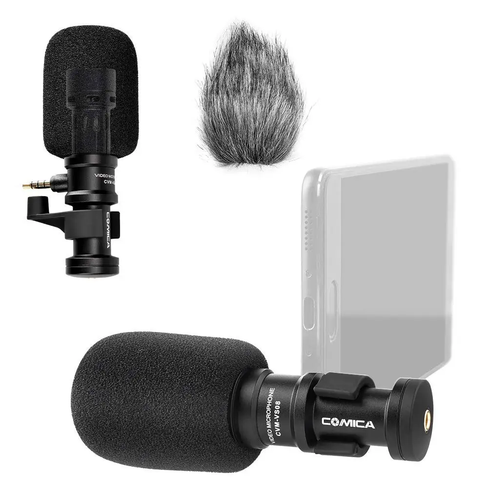 

Comica CVM-VS08 Cardioid Condenser Directional Shotgun Video iPhone Microphone for iPhone and Android Smartphone with Wind Muff