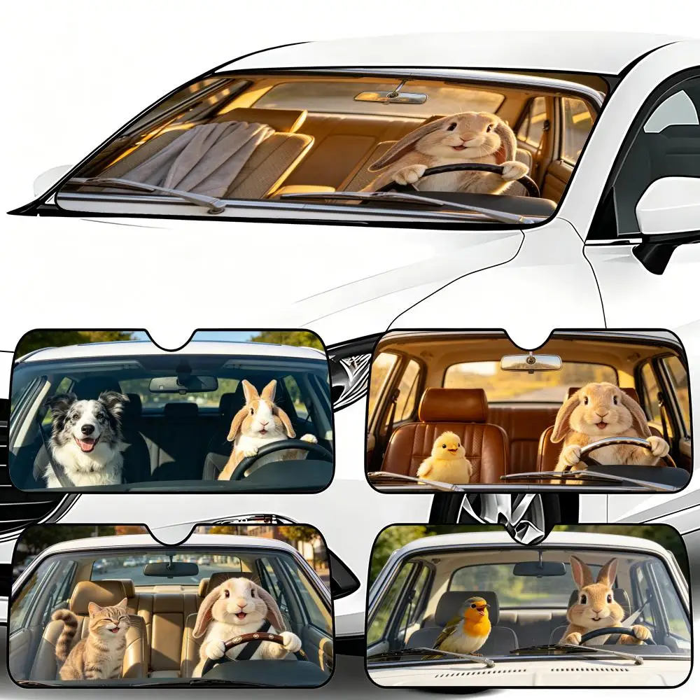 

Pattern Rabbit Driving Car Sun Visor Car Windshield Sunshade Foldable Automotive Protection Sun Block Cover