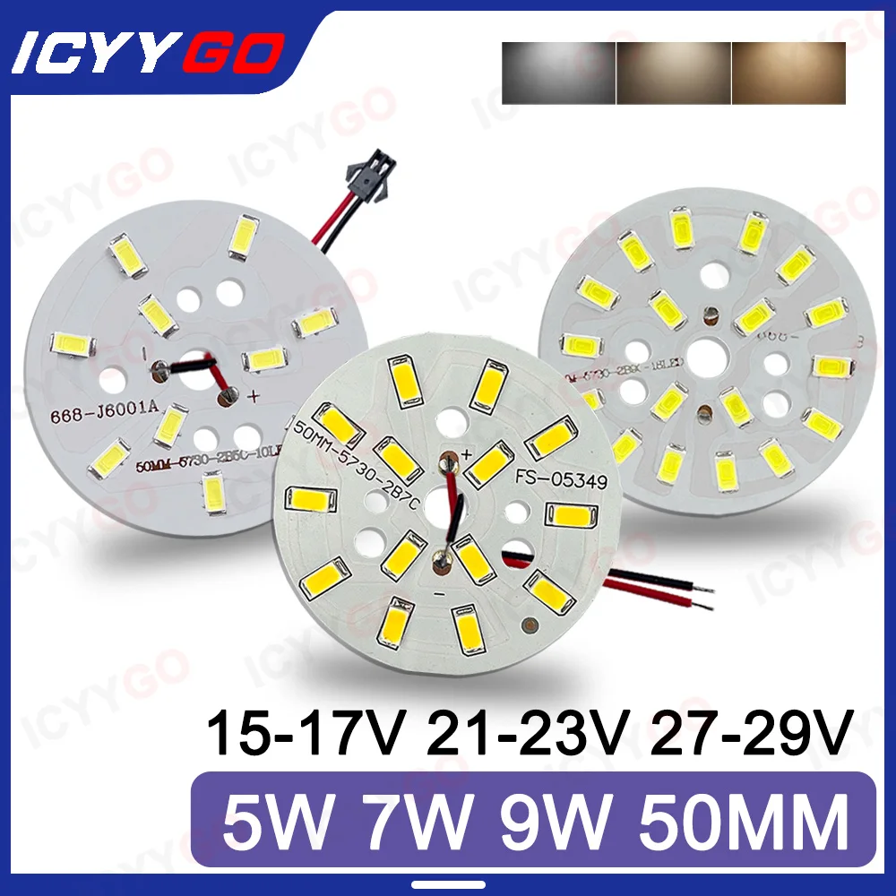 fonte de luz redonda do painel de luz do diodo emissor de luz 5w 7w 9w 50 mm 1517v 2123v 27 29v faca voce mesmo lampada modificacao acessorios do painel de luz 5730 01