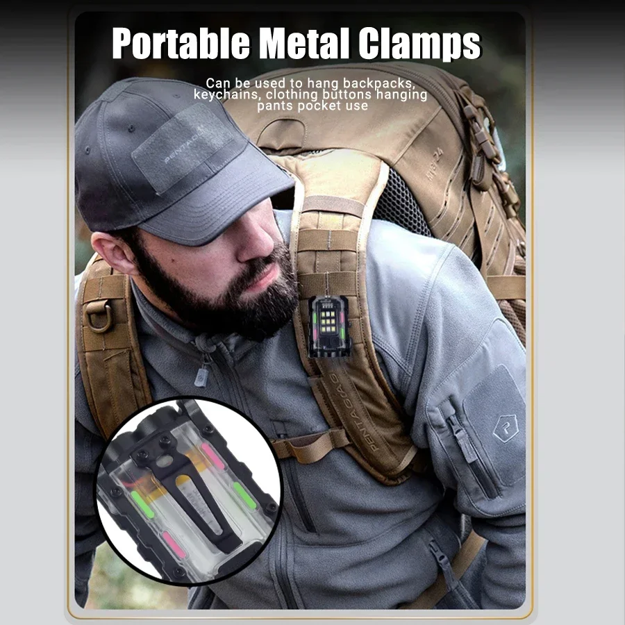 Mini lampe de poche LED aste de type C, 8 modes d'éclairage, torche avec clip hap, queue magnétique, lampe de poche d'urgence extérieure, injuste