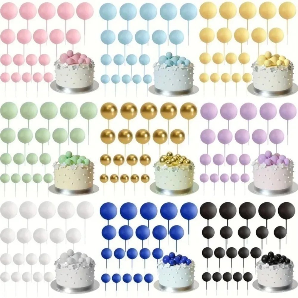 20/30 Stück Kuchenbälle Dekoration vergoldet schwarz alles Gute zum Geburtstag Schaumstoffball Kuchenaufkleber Party Muttertag Dekor DIY Hochzeitsdekoration – Detail 7