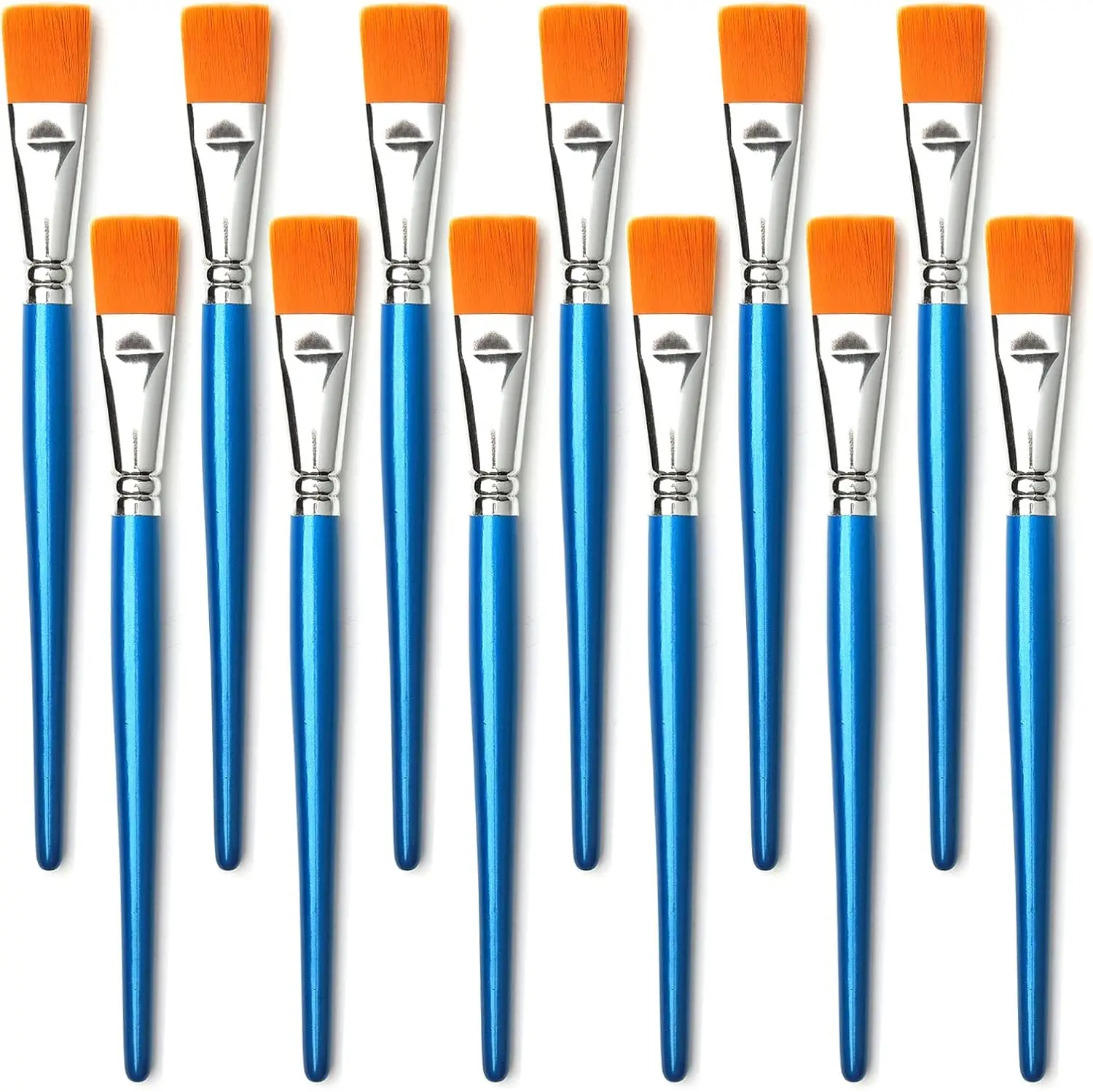 

12 Pack 1 Inch Flat Paint Brushes for Acrylic Painting with Wooden Handle for Acrylic, Watercolor, Oil, Crafts