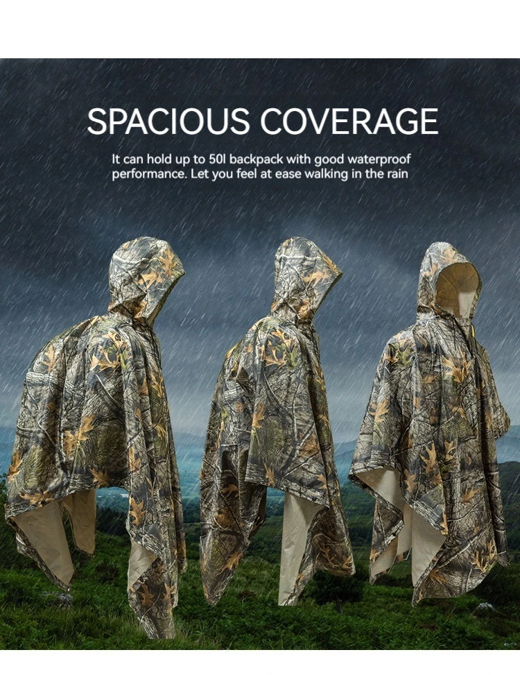 Tactical Raincoat Camping Camo Mountaineering Supplies Adult Poncho Three-in-one Cape Cape Awning Floor Mat