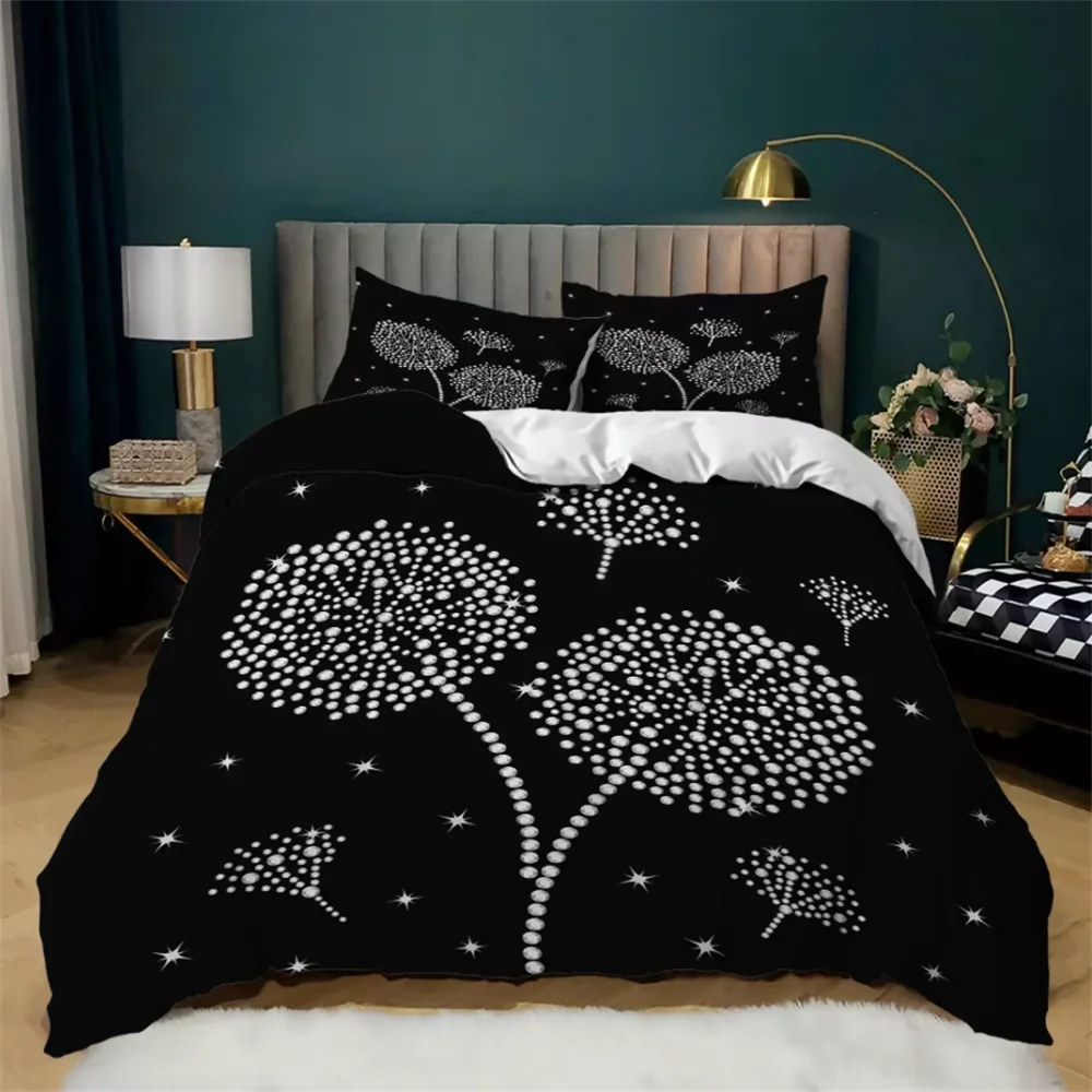 Shiny Bedding Set Black White Duvet Cover Sets Bed Linen Twin Queen King Single Home Textile Adult Kids 3D Bedding Set