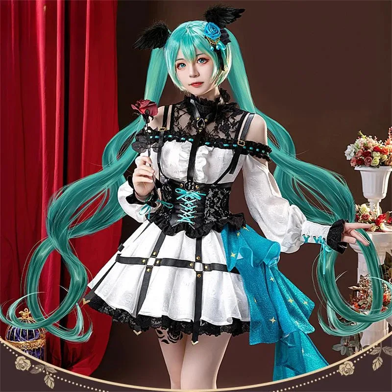AGCOS Miku Cosplay MIKU Rose Cage Cosplay Costume Sets Girl Miku Christmas Cute Roleplay Uniforms Dress - view 3