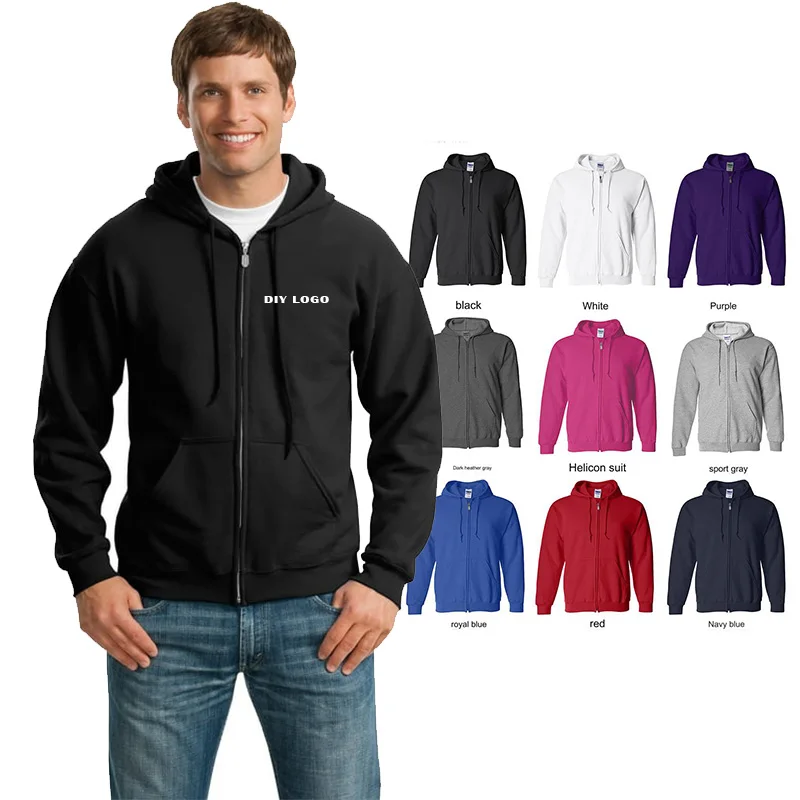 

ЛОГОТИП по индивидуальному заказу, 285 г/м2, матовая молния, новая осенне-зимняя повседневная толстая хлопковая мужская верхняя однотонная толстовка с капюшоном, толстовка