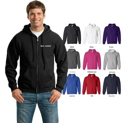 customized LOGO 285gsm brushed zipper New Autumn Winter Casual Thick Cotton Men's Top Solid Color Hoodies Sweatshirt