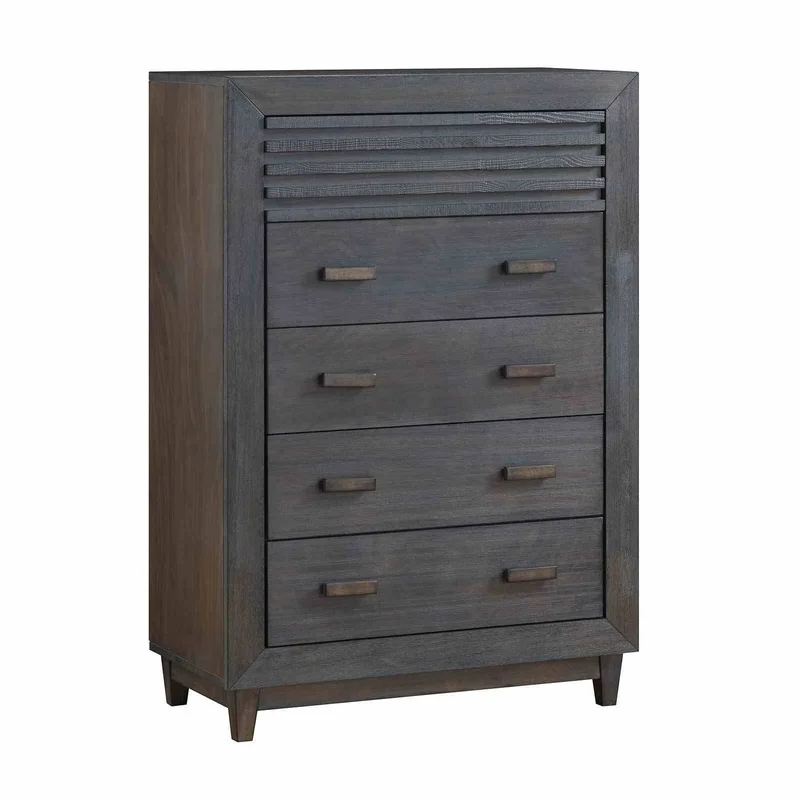

Charcoal Brown 1-Piece Bedroom Chest with Mortise and Tenon Joinery, Transitional Style